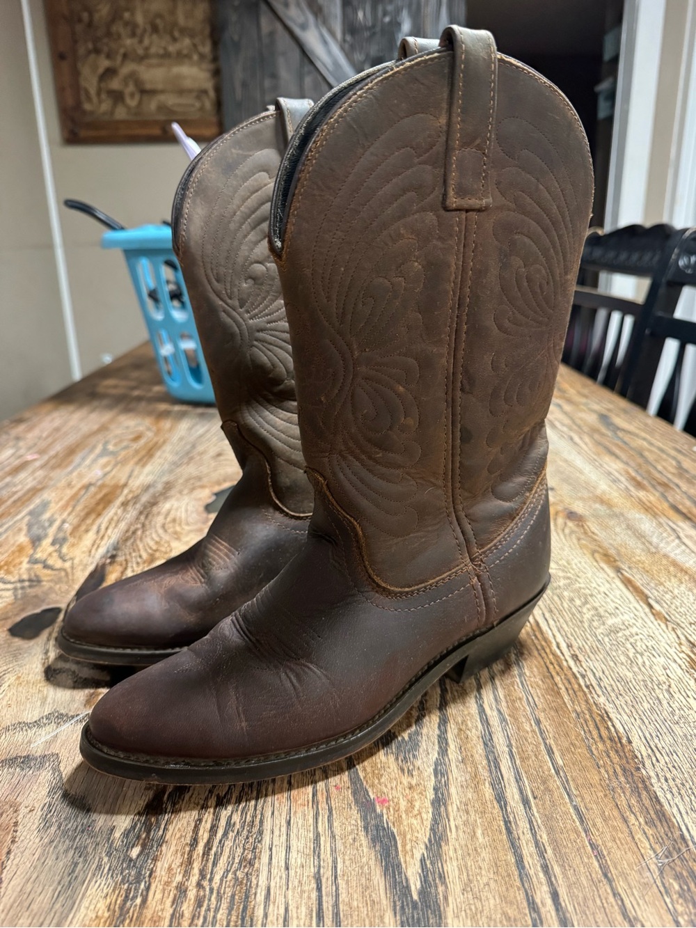 Masterson Boot Co. Women’s Brown Leather Cowboy Western Pull-On Boots 7.5M